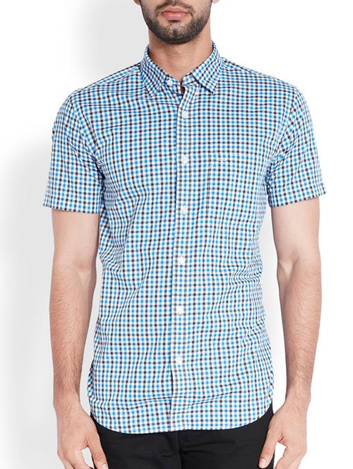 dark blue cotton casual shirt - 10888795 - Very Small Image - 1