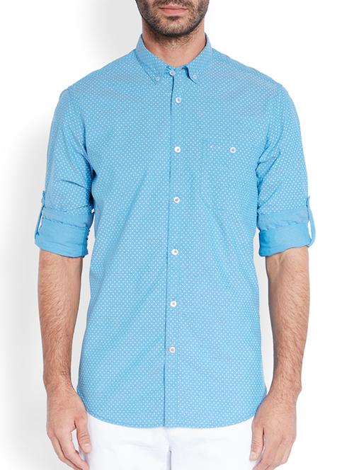 medium blue cotton casual shirt - 10888918 - Very Small Image - 1