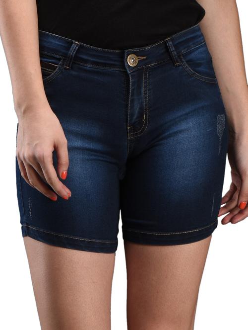 dark blue rugged washed denim shorts - 1089205 - Very Small Image - 1