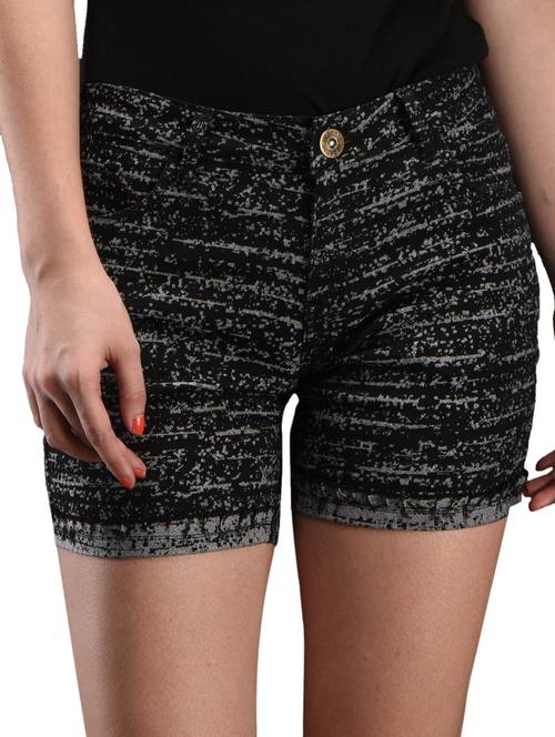 printed stretchable denim shorts - 1089207 - Very Small Image - 1