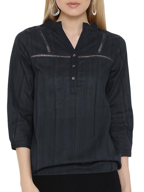 grey cotton blouson top - 10894084 - Very Small Image - 1