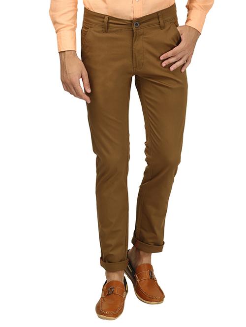 khaki cotton casual trousers - 10894262 - Very Small Image - 1