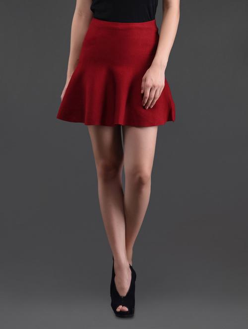 maroon flared mini skirt - 1089765 - Very Small Image - 1