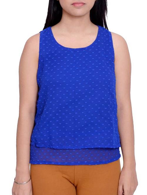 blue georgette dobby top - 10897822 - Very Small Image - 1