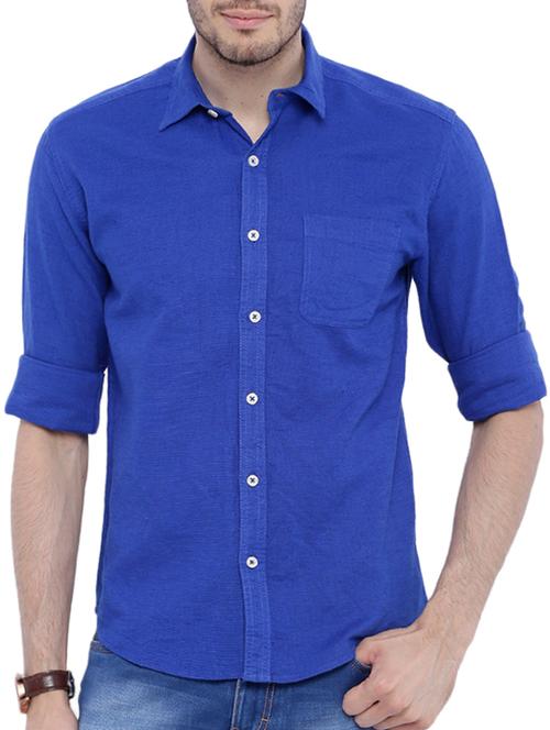 blue linen casual shirt - 10903006 - Very Small Image - 1