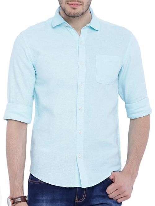 light blue cotton casual shirt - 10903009 - Very Small Image - 1