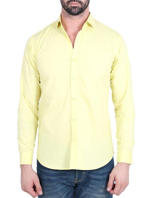 yellow cotton casual shirt - 10904461 - Very Small Image - 1