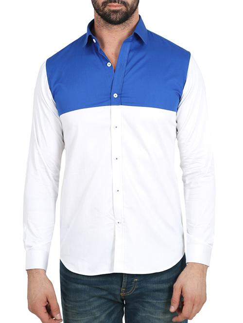 royal blue cotton casual shirt - 10904465 - Very Small Image - 1