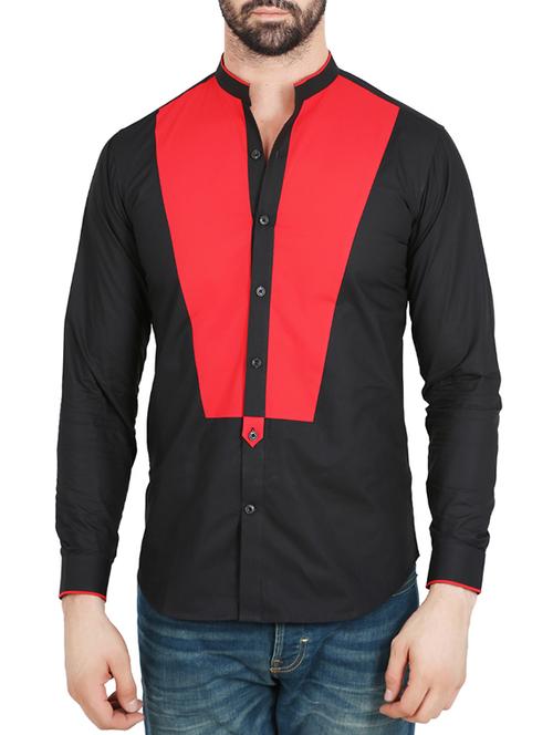 black cotton casual shirt - 10904474 - Very Small Image - 1
