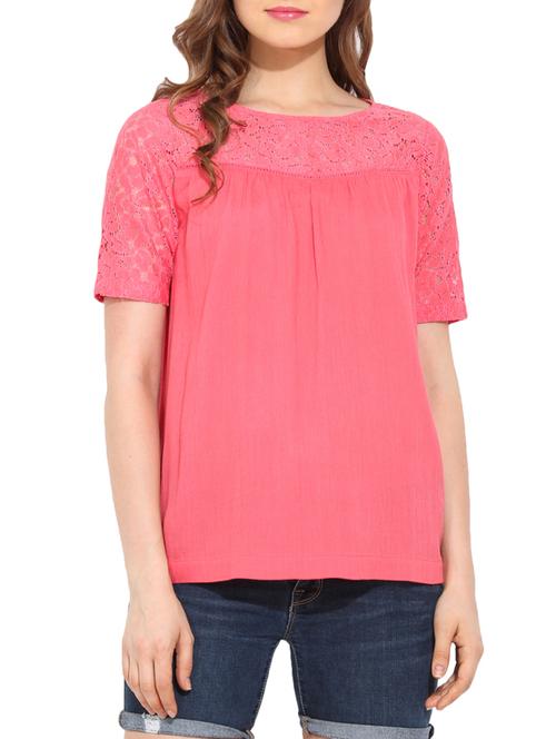 pink crepe a line top - 10906688 - Very Small Image - 1