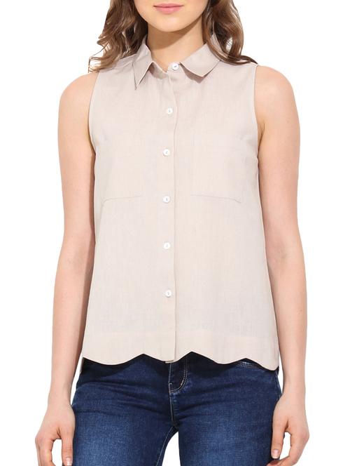 beige cotton shirt - 10906708 - Very Small Image - 1