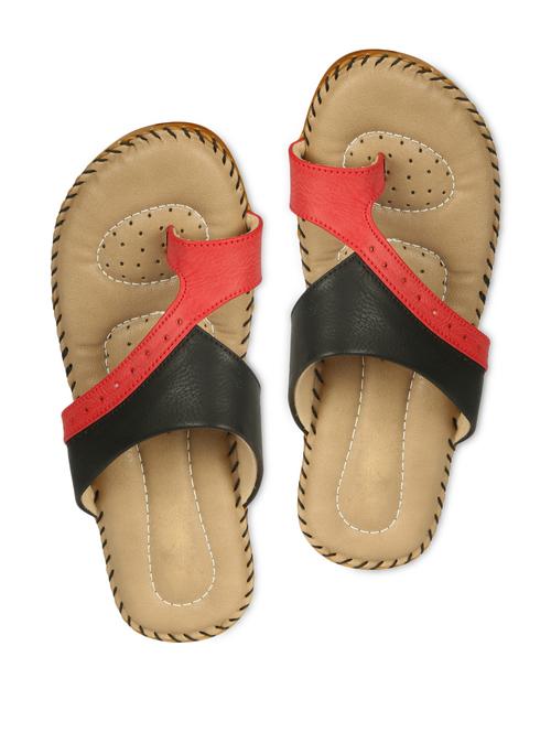 dual tone strap leatherette slippers - 1090924 - Very Small Image - 1