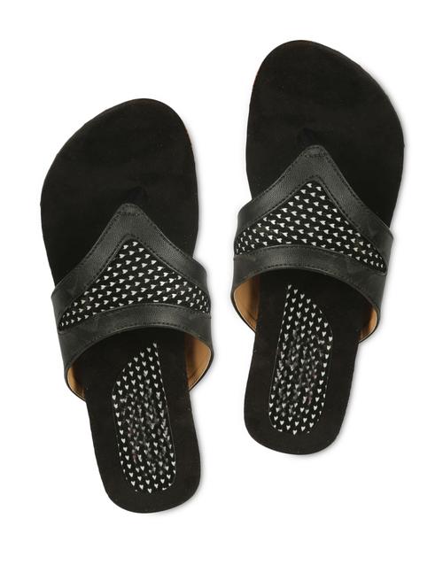 black Printed leatherette slippers - 1090957 - Very Small Image - 1