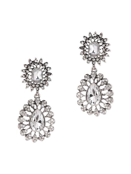 crystal studded dangle earrings - 1091483 - Very Small Image - 1
