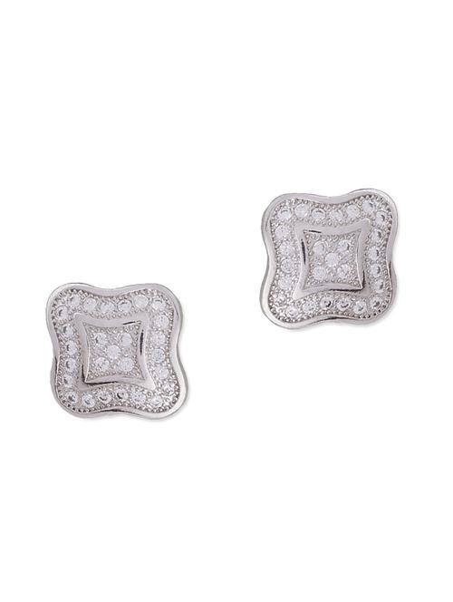 Rhodium plated Crystal studded earrings - 1091872 - Very Small Image - 1