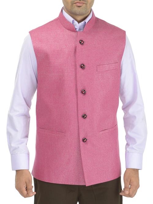 pink jute nehru jacket - 10925154 - Very Small Image - 1