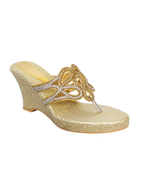 gold leatherette wedge - 10925464 - Very Small Image - 1