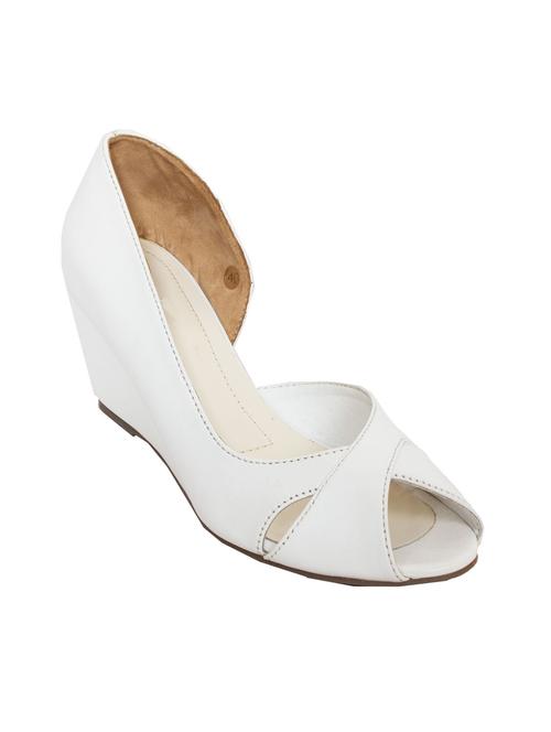 white leatherette slip on wedge - 10925609 - Very Small Image - 1