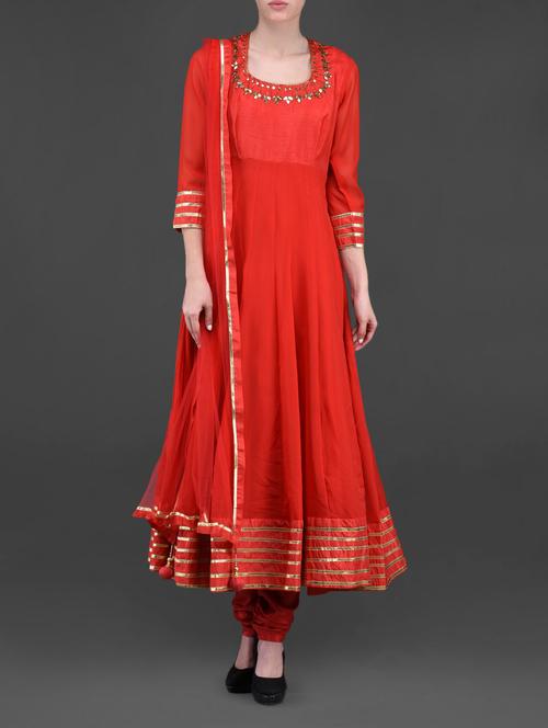 embellished red anarkali suit - 1092960 - Very Small Image - 1
