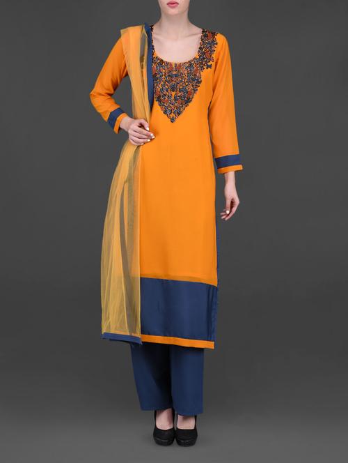embellished orange and blue straight suit - 1092961 - Very Small Image - 1