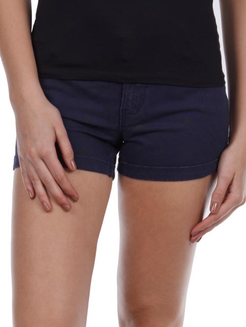 plain dark blue cotton lycra shorts - 1093386 - Very Small Image - 1