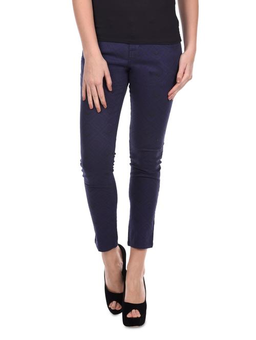 navy blue printed cotton trouser - 1093464 - Very Small Image - 1