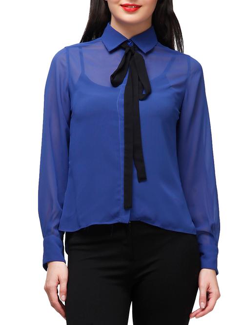 blue georgette regular shirt - 10937946 - Very Small Image - 1
