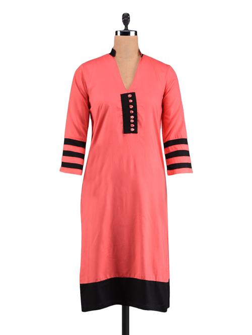 pink & black rayon kurta - 1093848 - Very Small Image - 1
