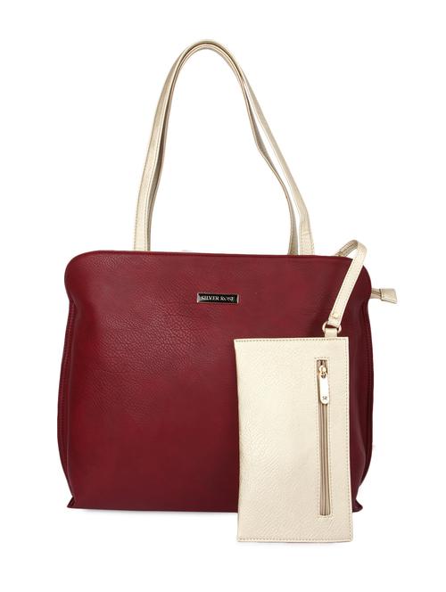 Wine hued leatherette handbag - 1094681 - Very Small Image - 1