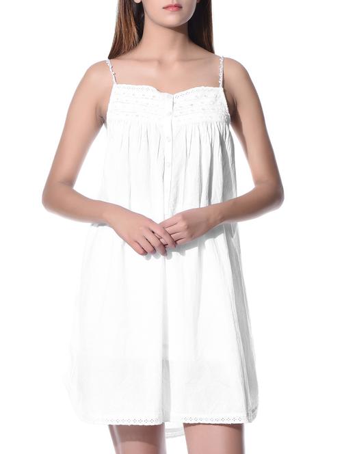 solid white cotton nighty - 10956432 - Very Small Image - 1