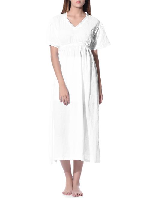 solid white cotton nighty - 10956433 - Very Small Image - 1