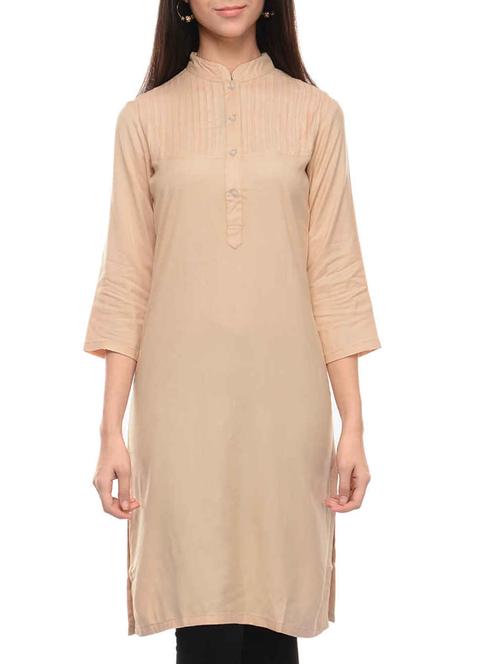 beige rayon kurti - 10964223 - Very Small Image - 1