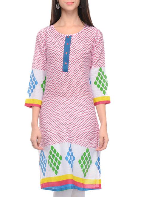 pink cotton straight kurta - 10964238 - Very Small Image - 1