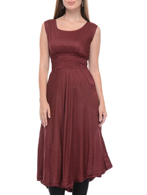 mehroon rayon flared kurta - 10964263 - Very Small Image - 1