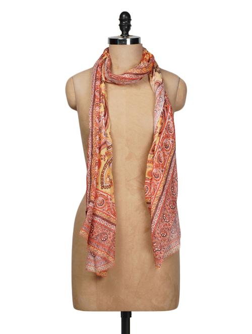 Multicolored Printed Cotton Scarf - 1096654 - Very Small Image - 1