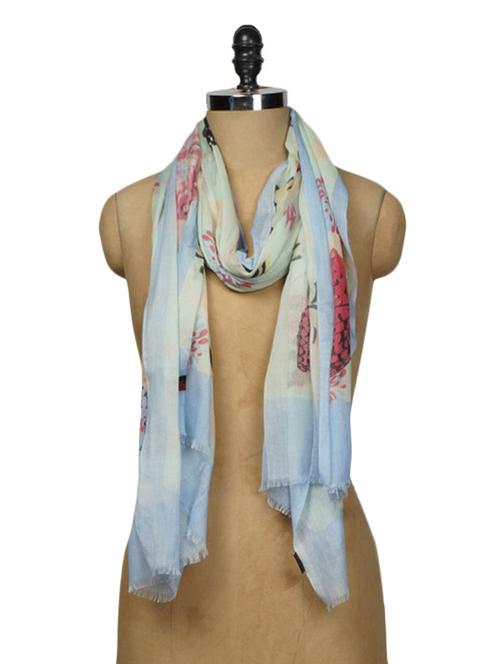 Multicolored Printed Cotton Scarf - 1096662 - Very Small Image - 1