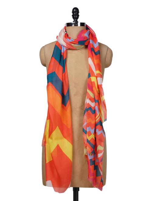 Distorted Chevron Print Cotton-silk scarf - 1096700 - Very Small Image - 1