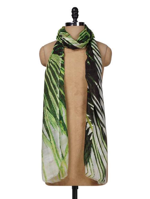 Green Printed Cotton-silk scarf - 1096704 - Very Small Image - 1