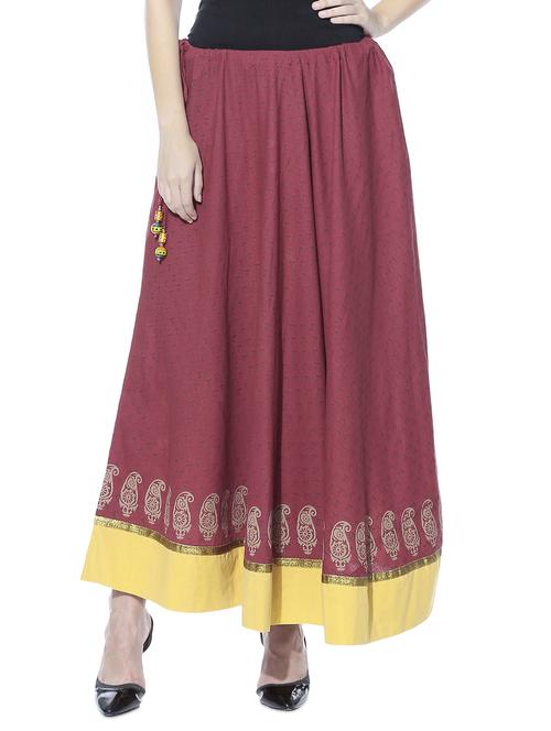 purple printed cotton ethnic skirt - 10967081 - Very Small Image - 1