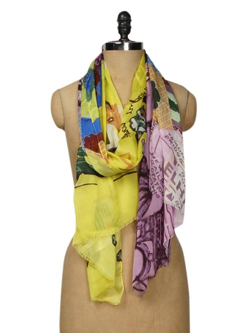 Multicolored Printed Silk Scarf - 1096729 - Very Small Image - 1