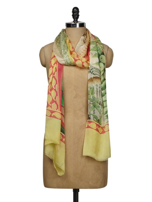 Multicolored Printed Silk Scarf - 1096731 - Very Small Image - 1
