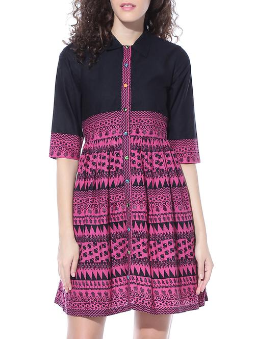 Pink printed cotton shirt tunic - 10967674 - Very Small Image - 1