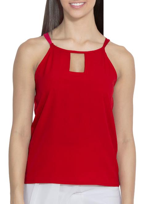 red poly crepe top - 10968408 - Very Small Image - 1