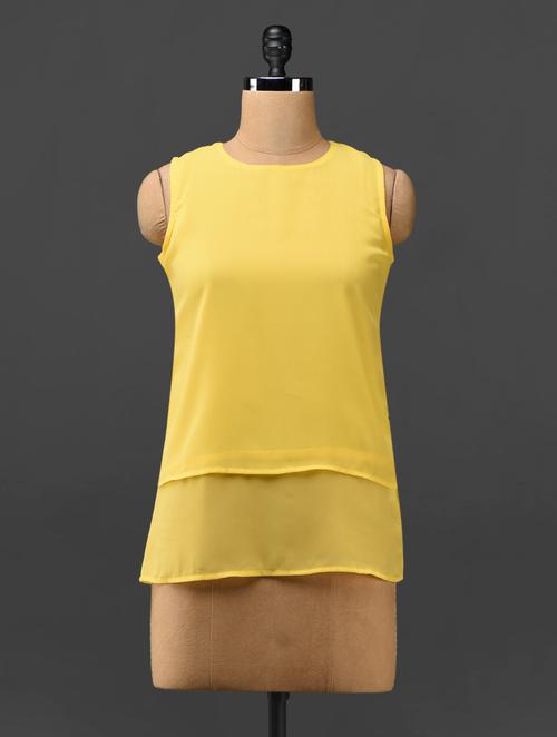 yellow layered sleeveless georgette top - 1097354 - Very Small Image - 1