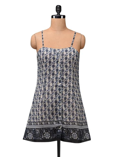 printed front button georgette tunic - 1097942 - Very Small Image - 1