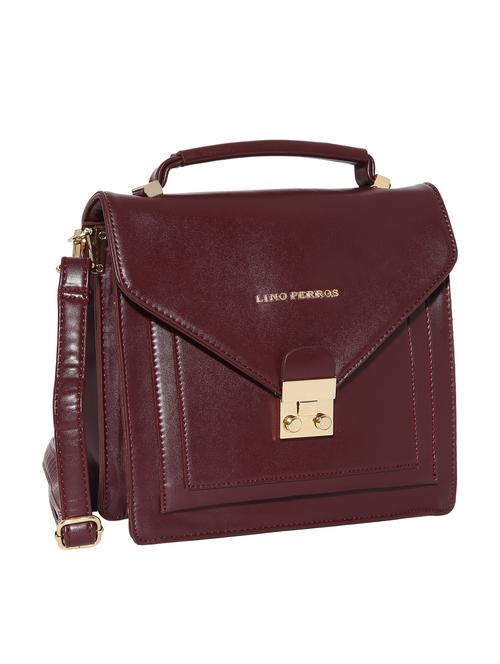 Cherry brown leatherette satchel - 10980501 - Very Small Image - 1