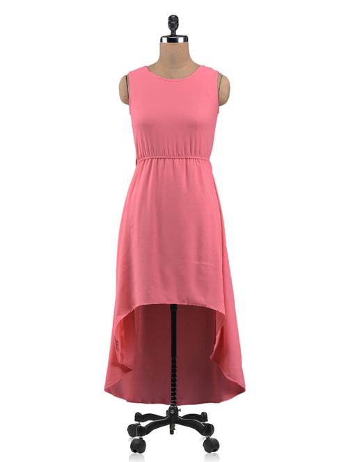 solid coral sleeveless asymmetric dress - 1098532 - Very Small Image - 1