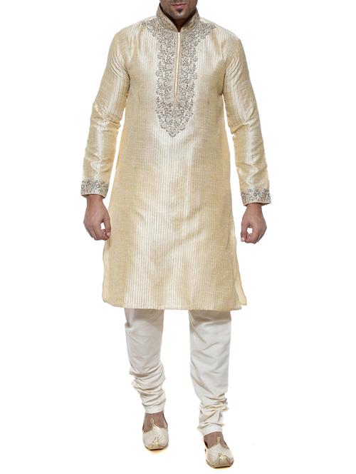 beige cotton ethnic wear set - 10987178 - Very Small Image - 1