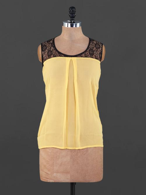 yellow georgette top with black lace - 1098718 - Very Small Image - 1