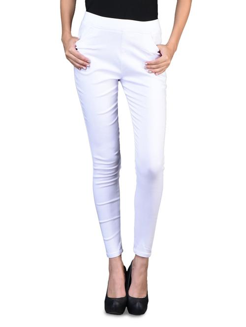 solid white cotton blend jeggings - 1098752 - Very Small Image - 1